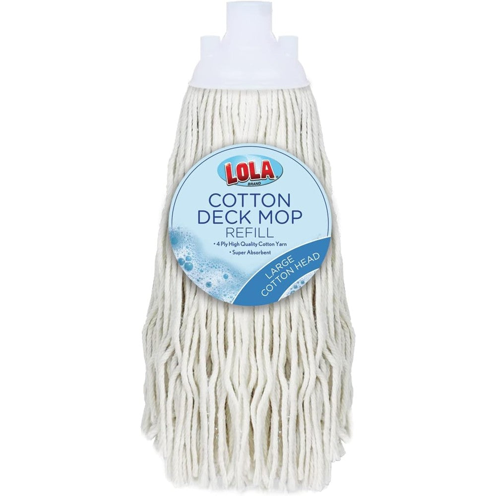 Lola 2011 cotton deck mop refill front view showcasing the natural cotton string yarn replacement head