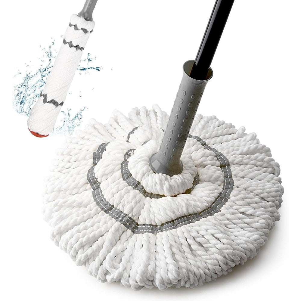 KeFanta self wringing twist mop standing upright showing full fifty seven inch handle for household cleaning