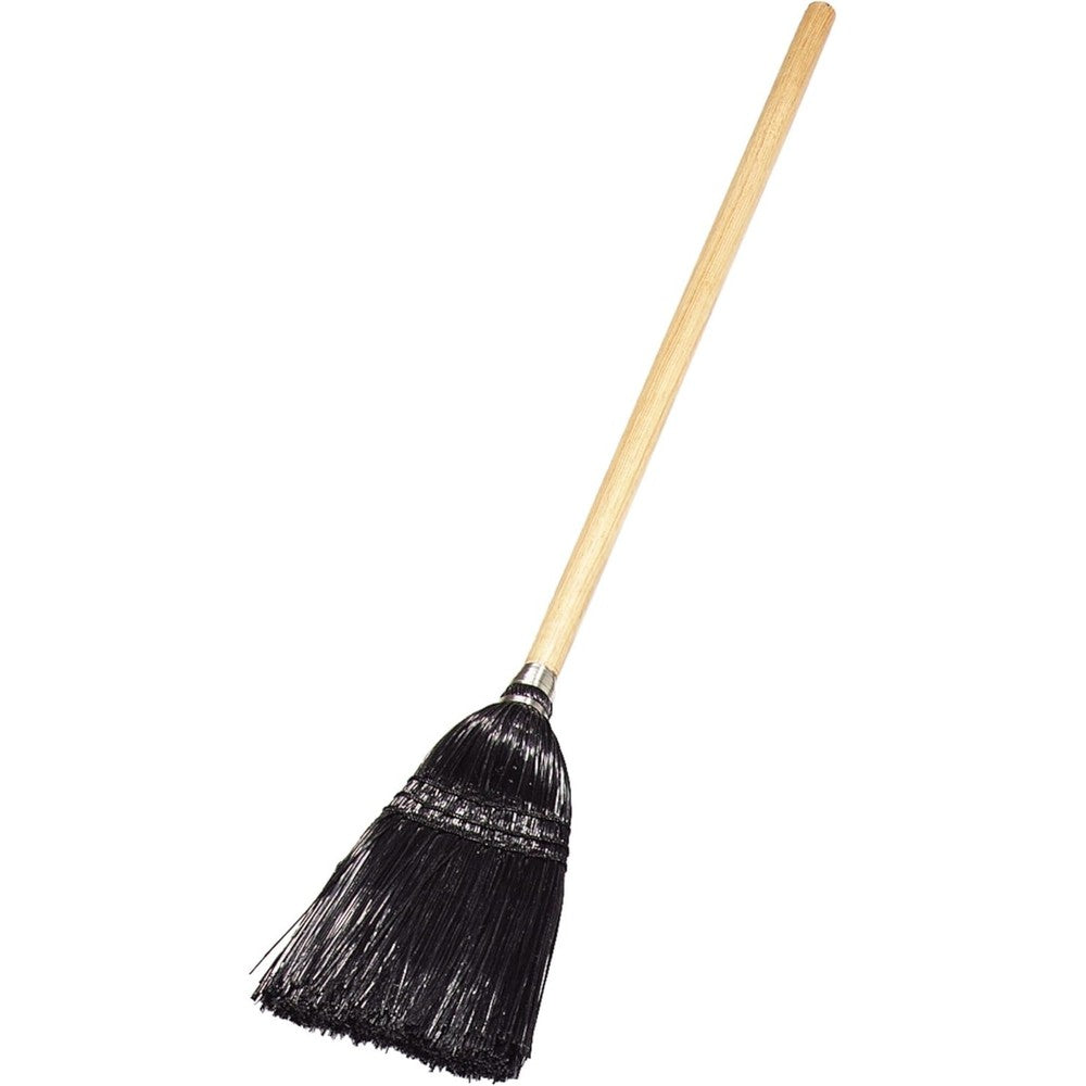 Carlisle FoodService Products Synthetic Corn Lobby Broom front view showing black bristles.