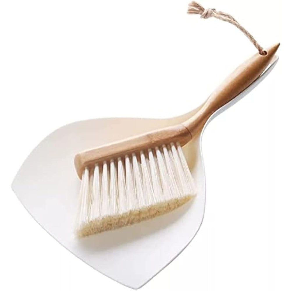 Fhgnysm Small Broom and Dustpan Set front view for desktop cleaning.