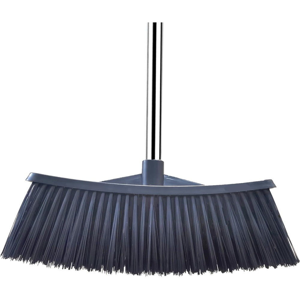 Kikitoy heavy-duty outdoor broom with wide head and long handle front view for driveway cleaning