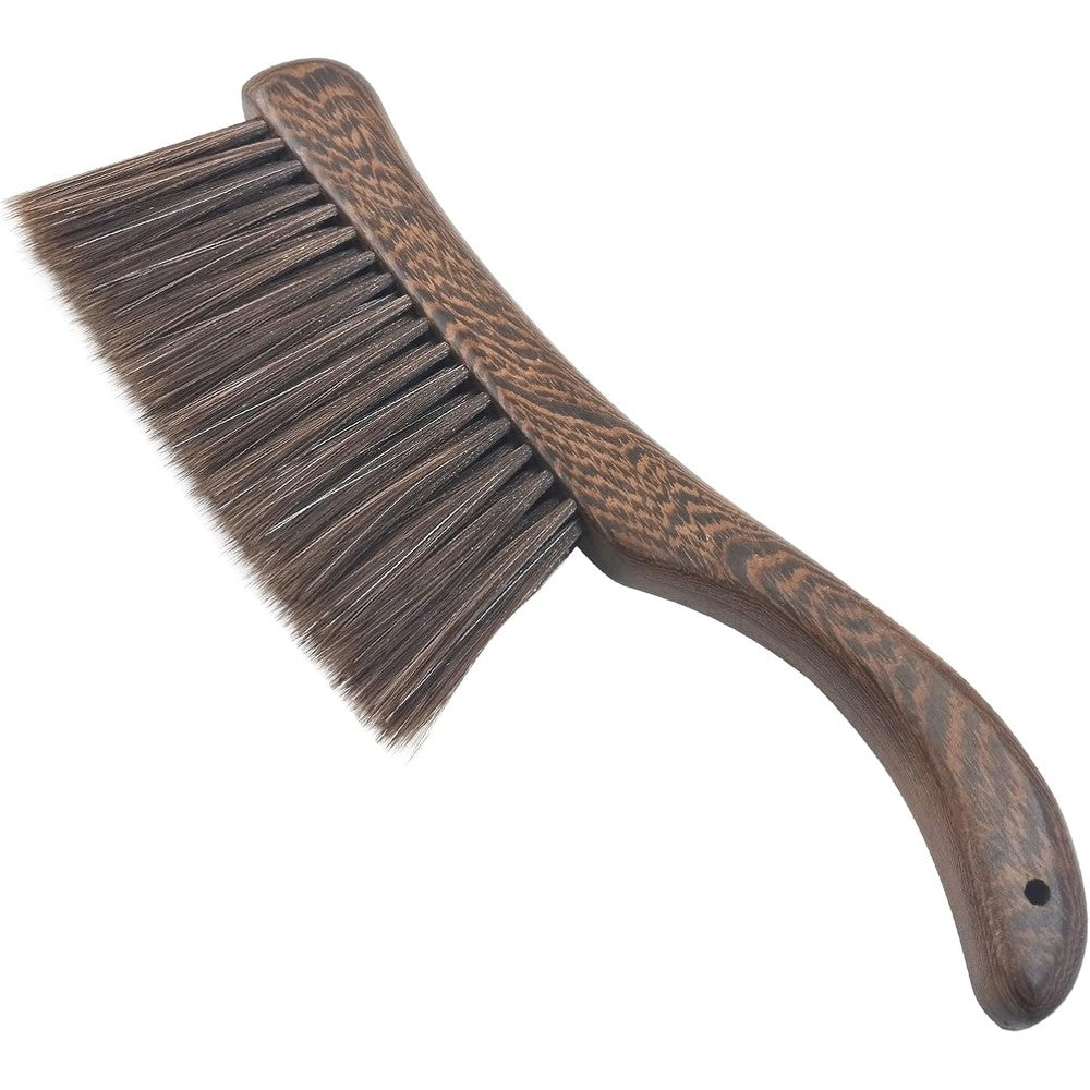 PENGJINYU Hand Broom Brush front view with curved wooden handle.