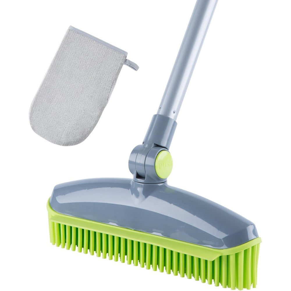 Homilifibra 180 degree rotating rubber broom front view for carpet cleaning