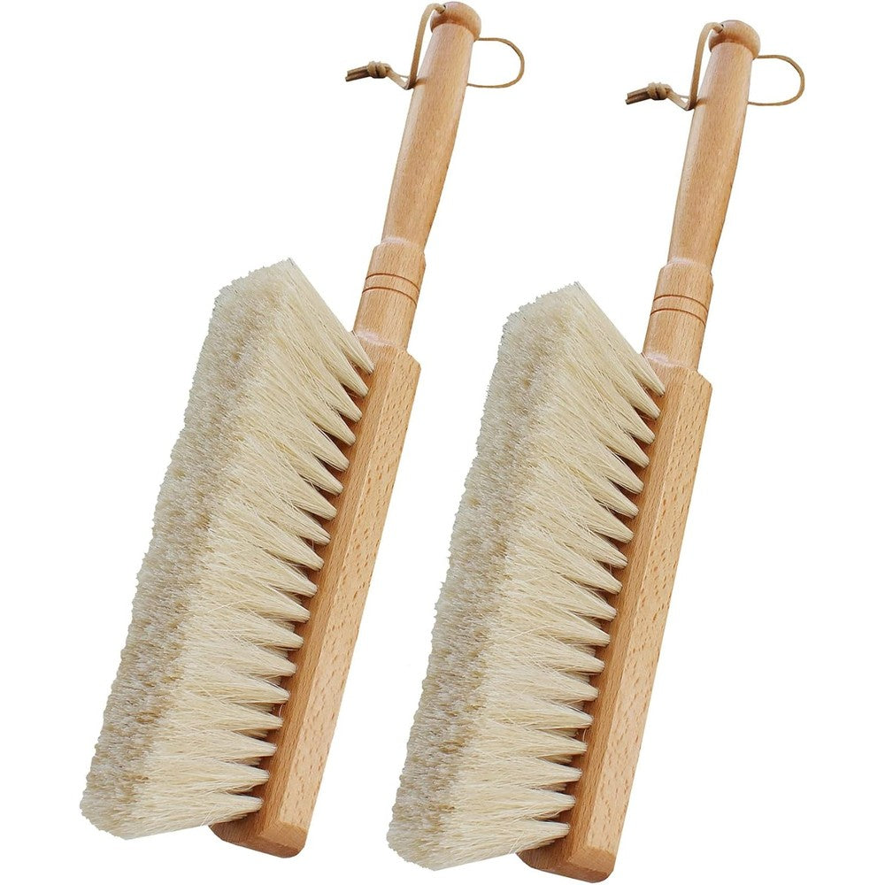 OAKART horsehair hand brush front view for furniture dusting.