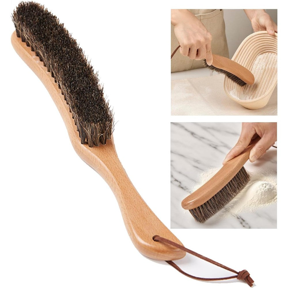 YUANSHAO Horse Hair Cleaning Brush front view for bread proofing baskets
