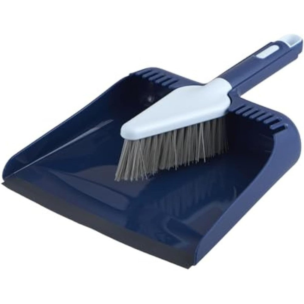 Casabella Wayclean Handheld Angled Dustpan and Brush Set front view for home cleaning.