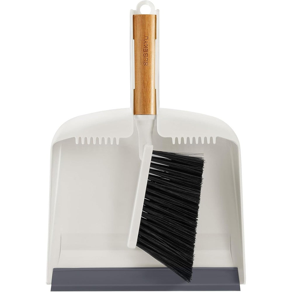 SUBEKYU Dustpan and Brush Set front view for kitchen countertop cleaning.