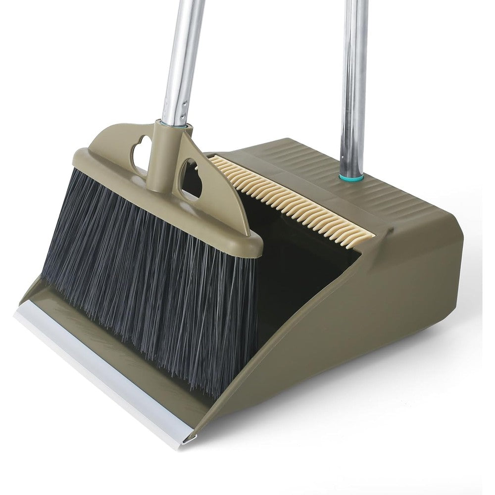 LMOMSS upgrade broom and dustpan set front view upright standing