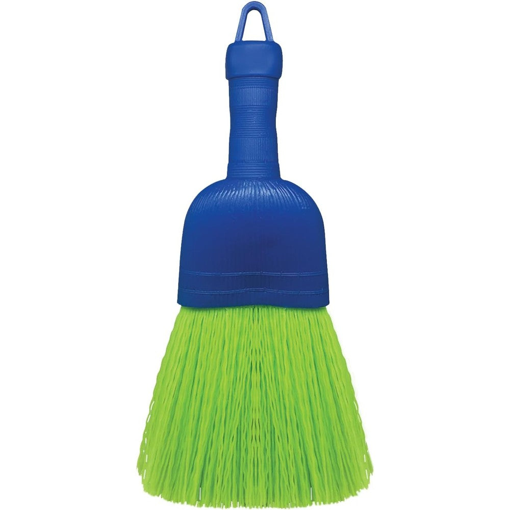 Lola Products Whisk Broom front view showing blue and green bristles.