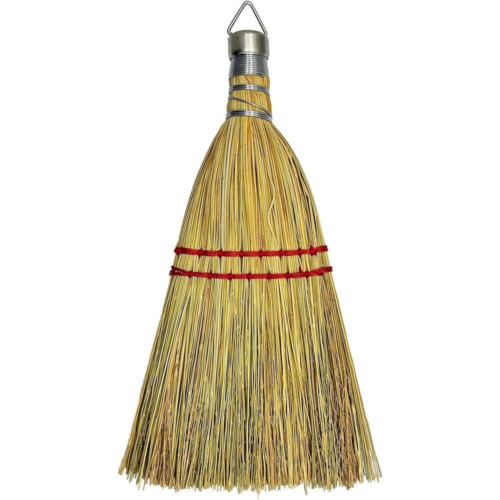 Bodundirect 12 Inch Corn Mini Whisk Broom front view natural straw bristles