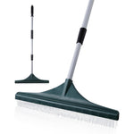 Yocada Artificial Turf Rake front view showing the wide white nylon bristle brush head connected to the green pole.