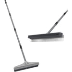 Walensee 2 in 1 rubber broom and carpet rake front view for pet hair removal.