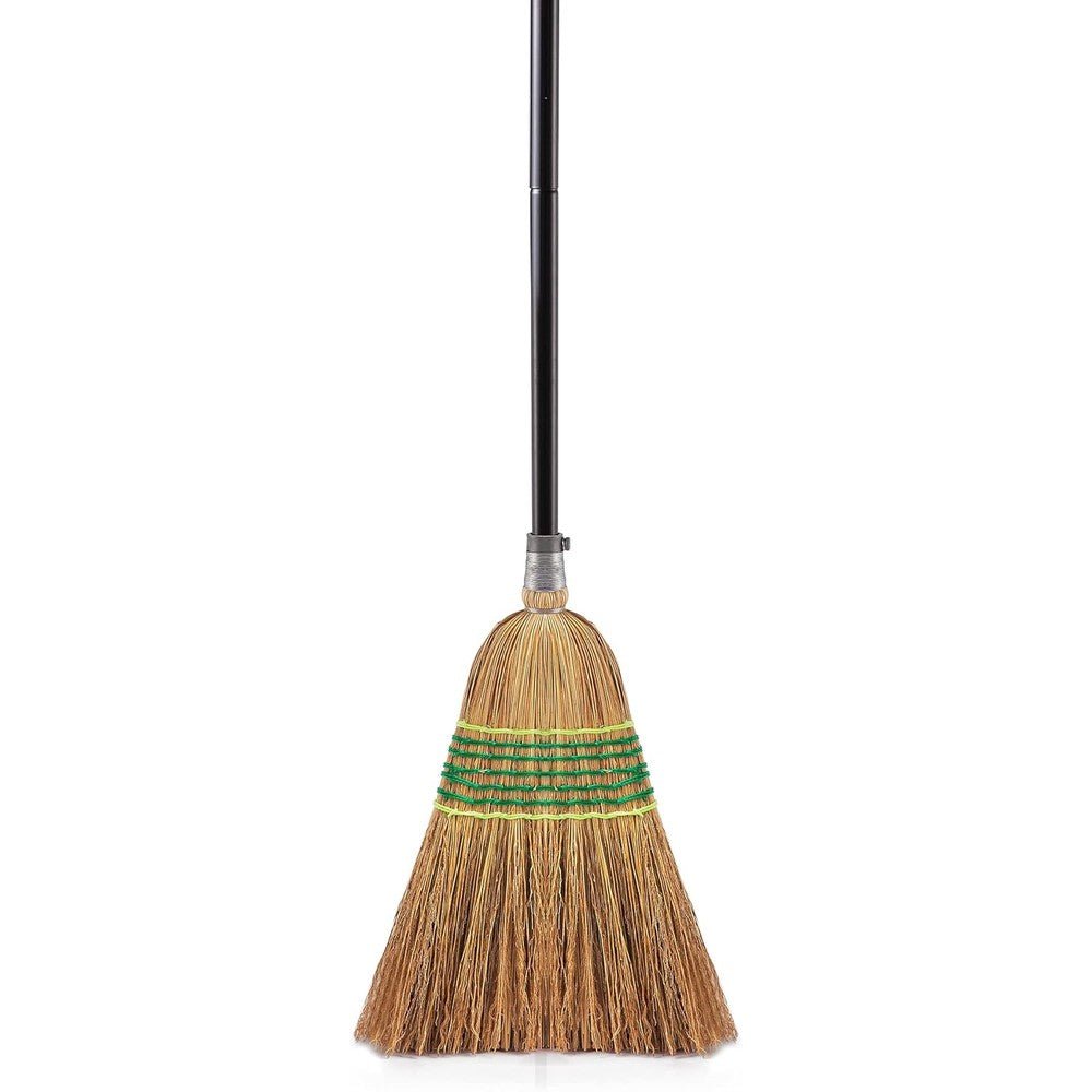 Yocada heavy duty corn broom front view for commercial courtyard cleaning