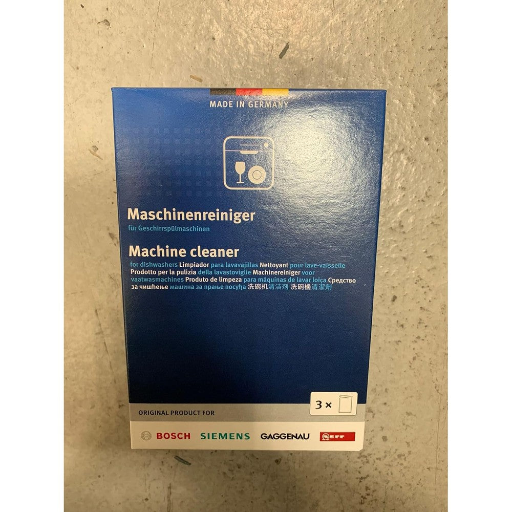 Bosch 00312193 Dishwasher Cleaner 3 Pack front view for machine maintenance