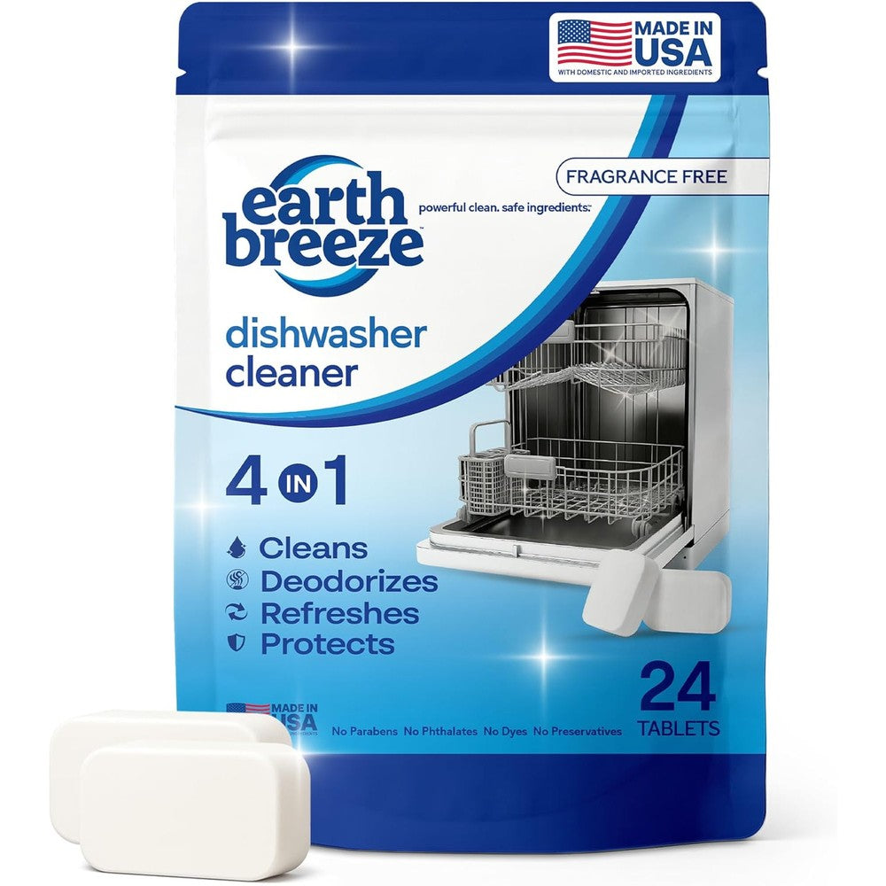 Earth Breeze 4-in-1 dishwasher cleaner tablets front view pack