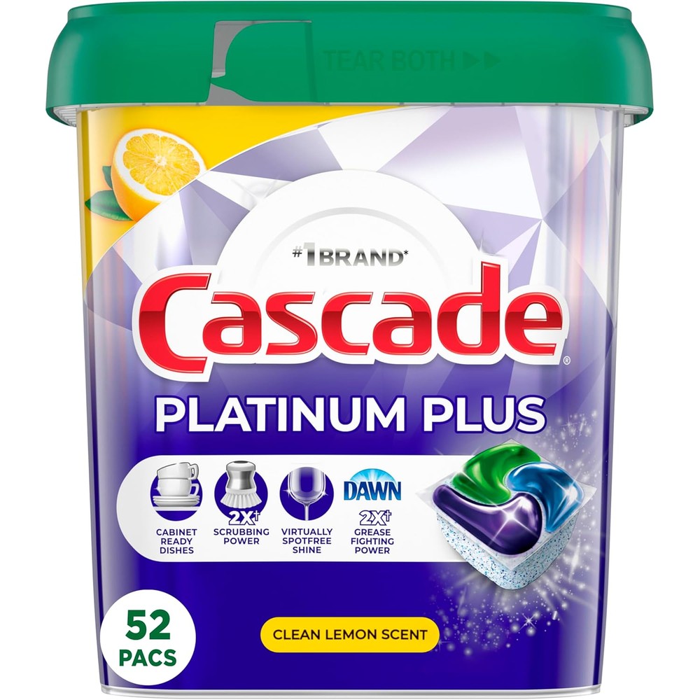 Cascade Platinum Plus dishwasher pods tub front view