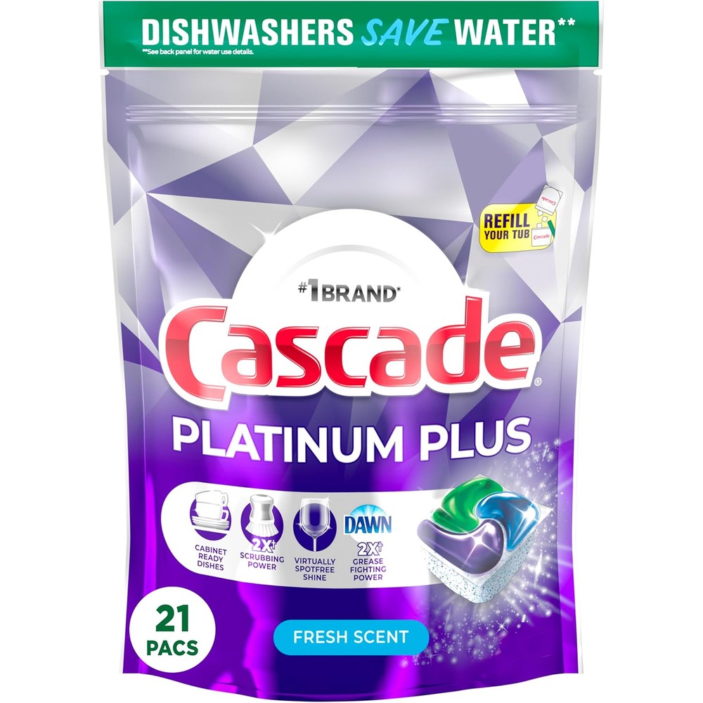 Cascade Platinum Plus Dishwasher Pods Fresh Scent front packaging