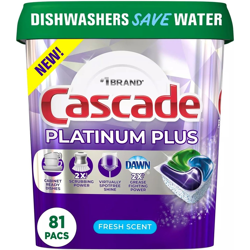 Cascade Platinum Plus ActionPacs Fresh Scent 81 count front view
