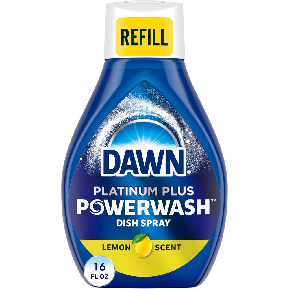 Dawn Platinum Plus Lemon Scent Dish Spray front view 16 fluid ounce bottle