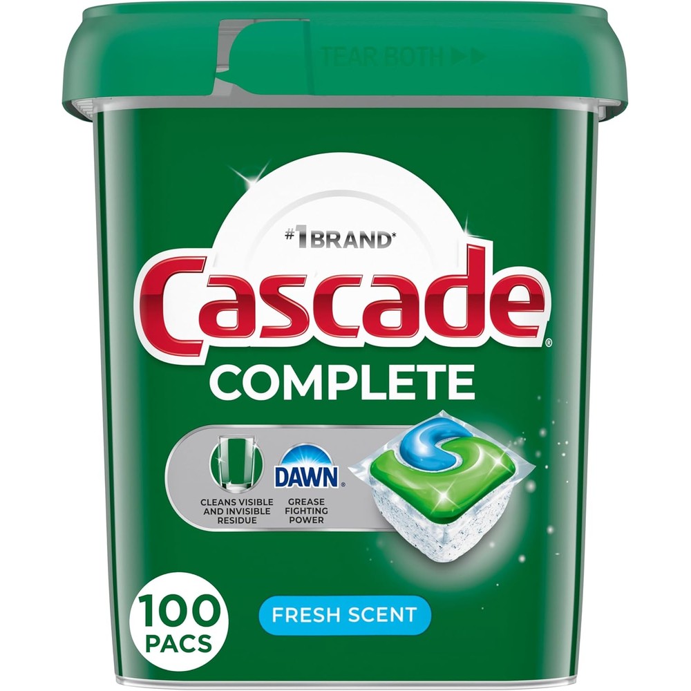 Cascade Complete Dishwasher Pods 100 count front tub view