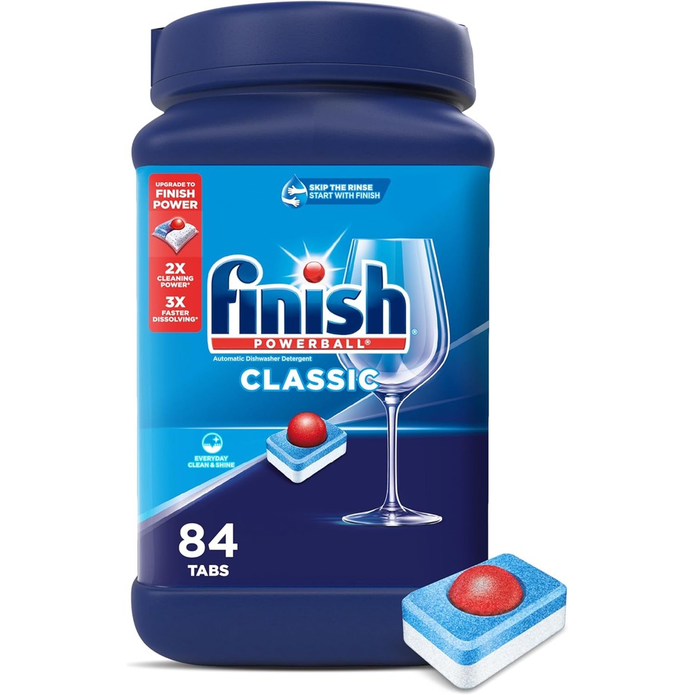 Finish Classic Powerball Dishwasher Detergent 84 Count front view pack