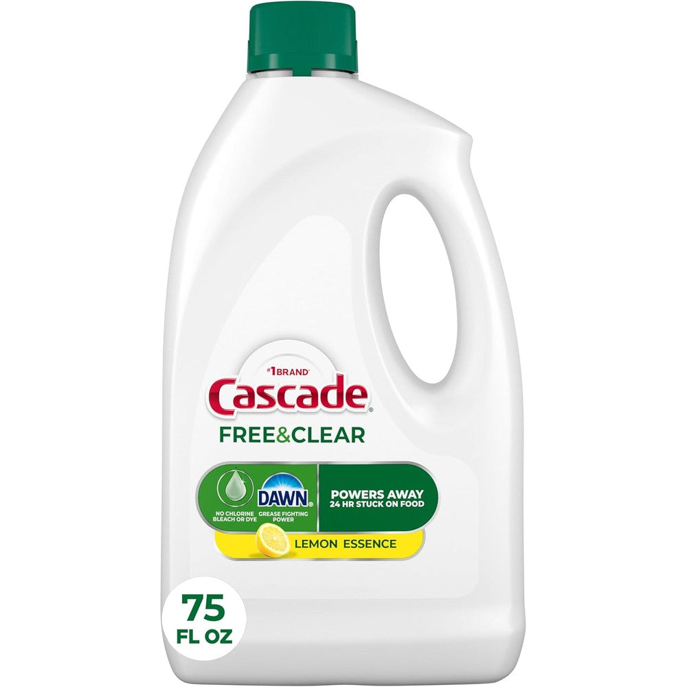 Cascade Free and Clear Dishwasher Detergent Liquid Gel 75 Ounce front view