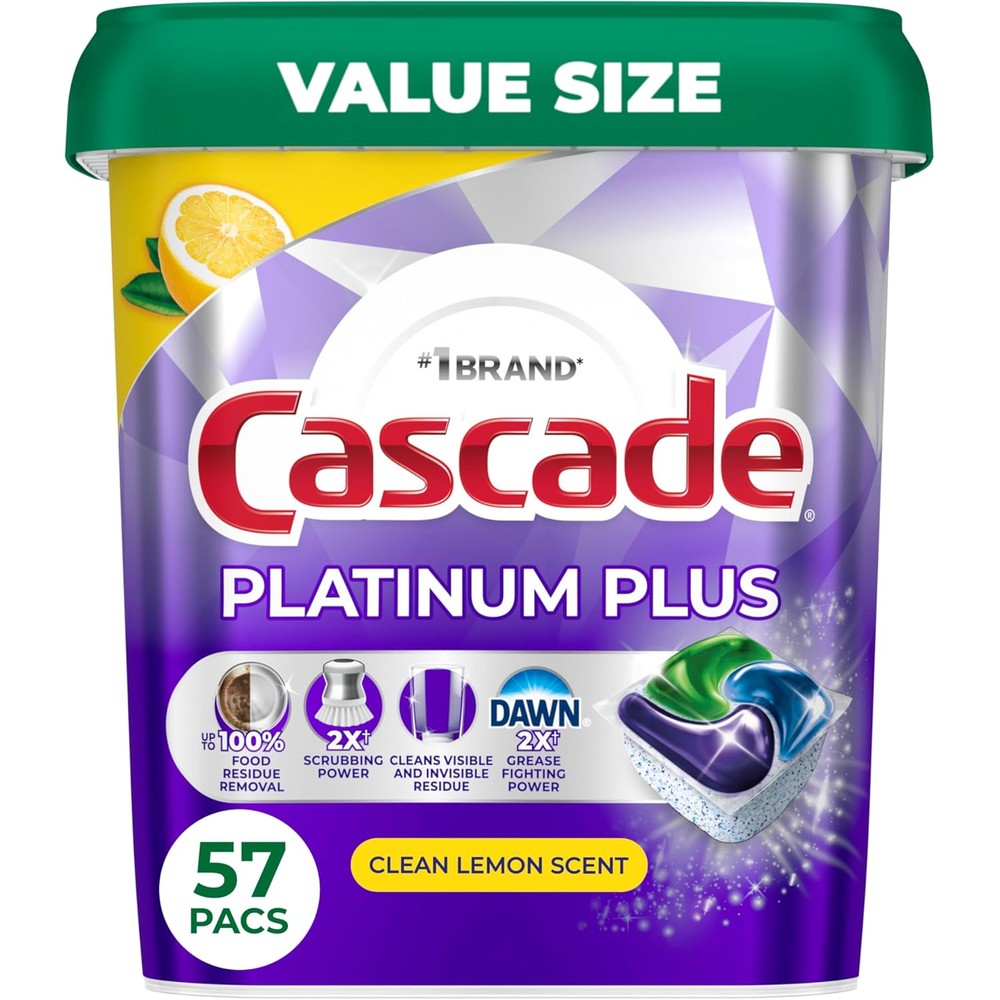 Cascade Platinum Plus Dishwasher Pods front packaging view