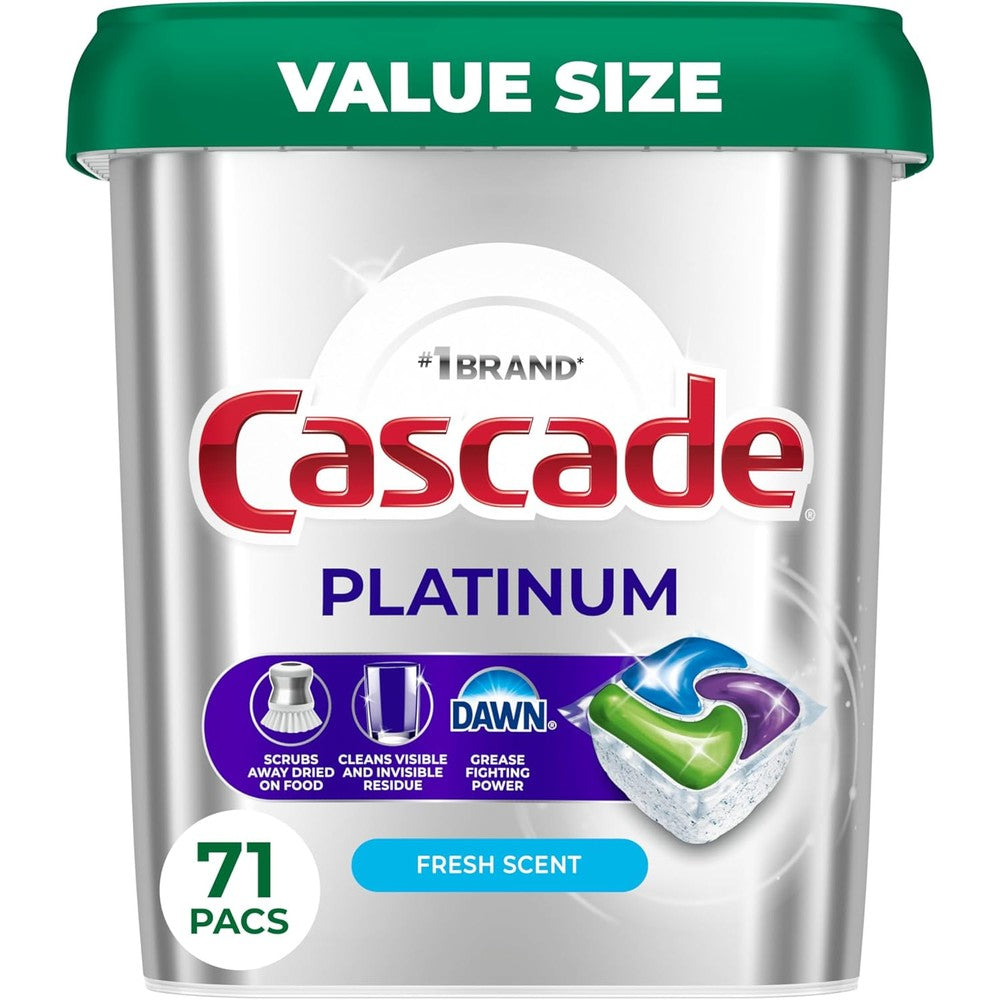 Cascade Platinum Dishwasher Pods Fresh 71 Count front view