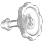 Budora WP3378134 rinse aid dispenser cap front view showing clear circular threaded design.