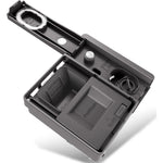 Odree dishwasher detergent dispenser front view showing the slide to open door and rinse aid reservoir