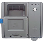 BTROVIA dishwasher detergent and rinse aid dispenser front view showing sliding door panel