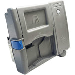 Yisijiu dishwasher dispenser replacement front view showing gray housing and blue sliding door latch
