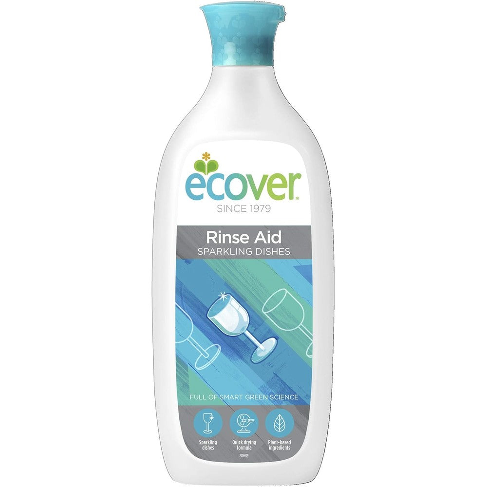 Ecover Rinse Aid 500ml front view of eco friendly bottle