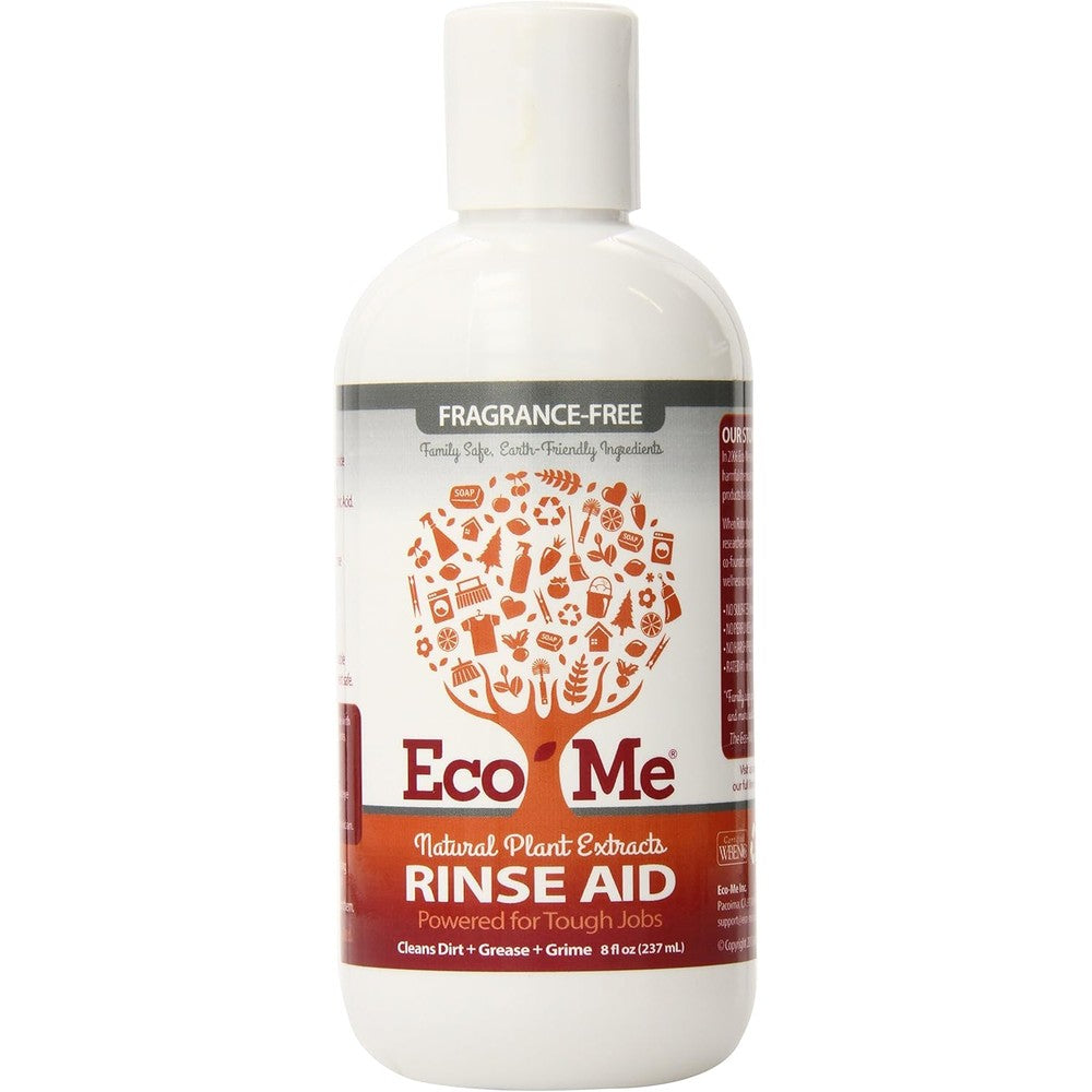Eco-Me Natural Automatic Dishwasher Rinse Aid front view for streak free dishes.