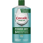 Cascade Platinum Rinse Aid 16 Ounce front view bottle for dishwasher drying