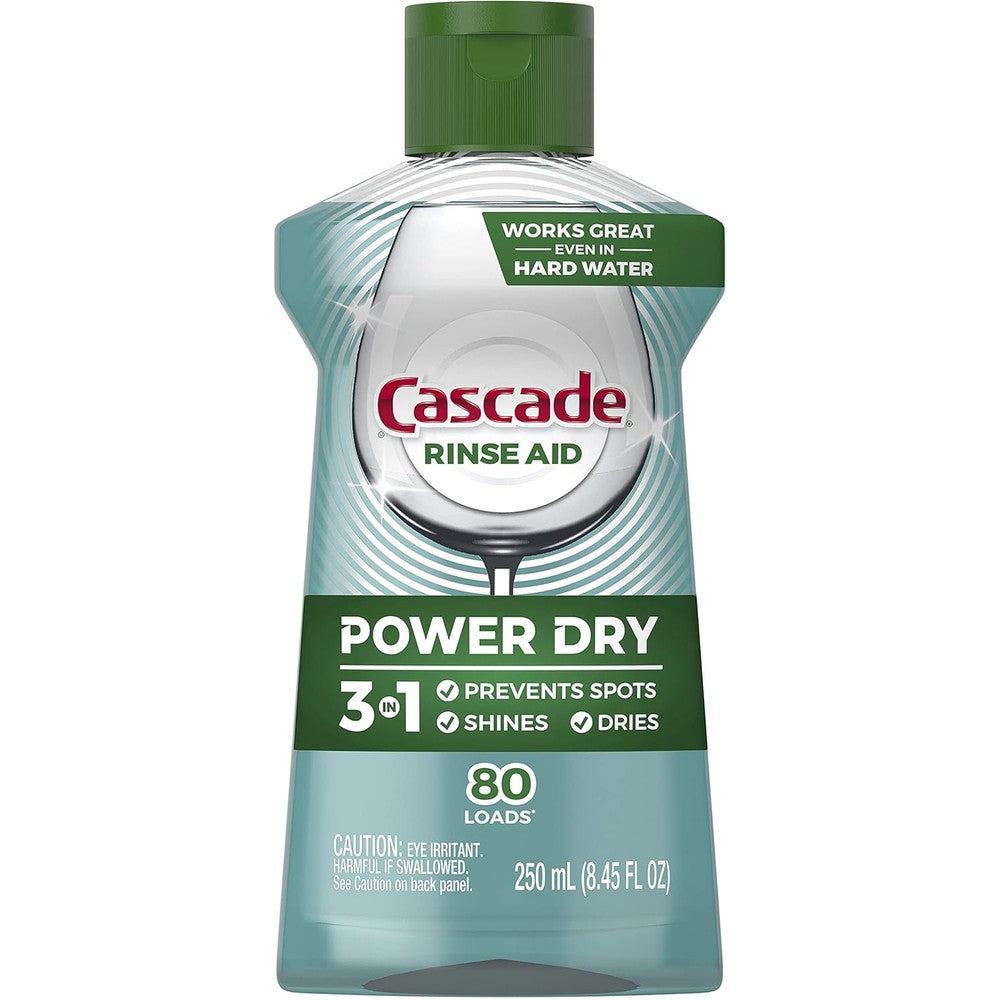 Cascade Platinum Power Dry Rinse Aid 8.45 Fluid Ounce front view bottle.