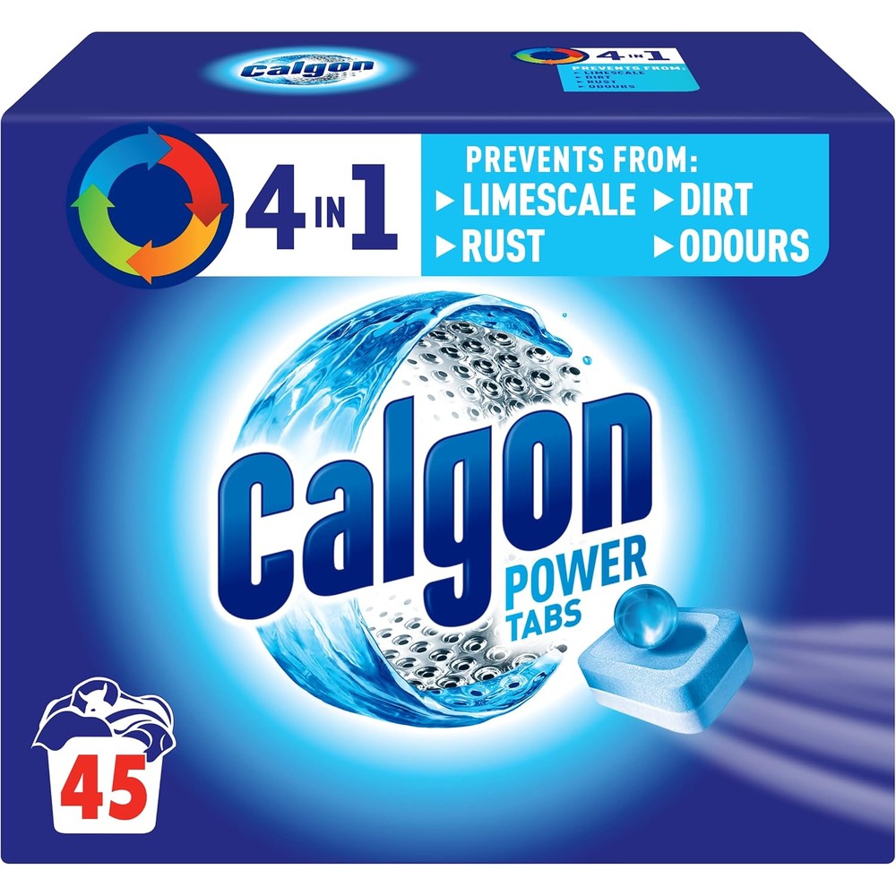 Calgon Powerball Water Softener Tablets front view for washing machine limescale protection.