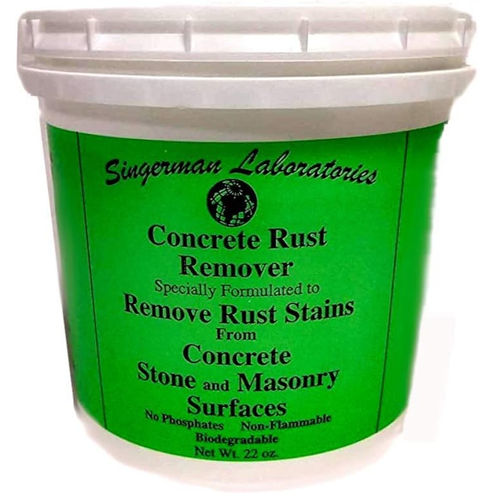 Singerman Laboratories Rust Remover for Concrete powder concentrate front view showing authentic USA packaging.