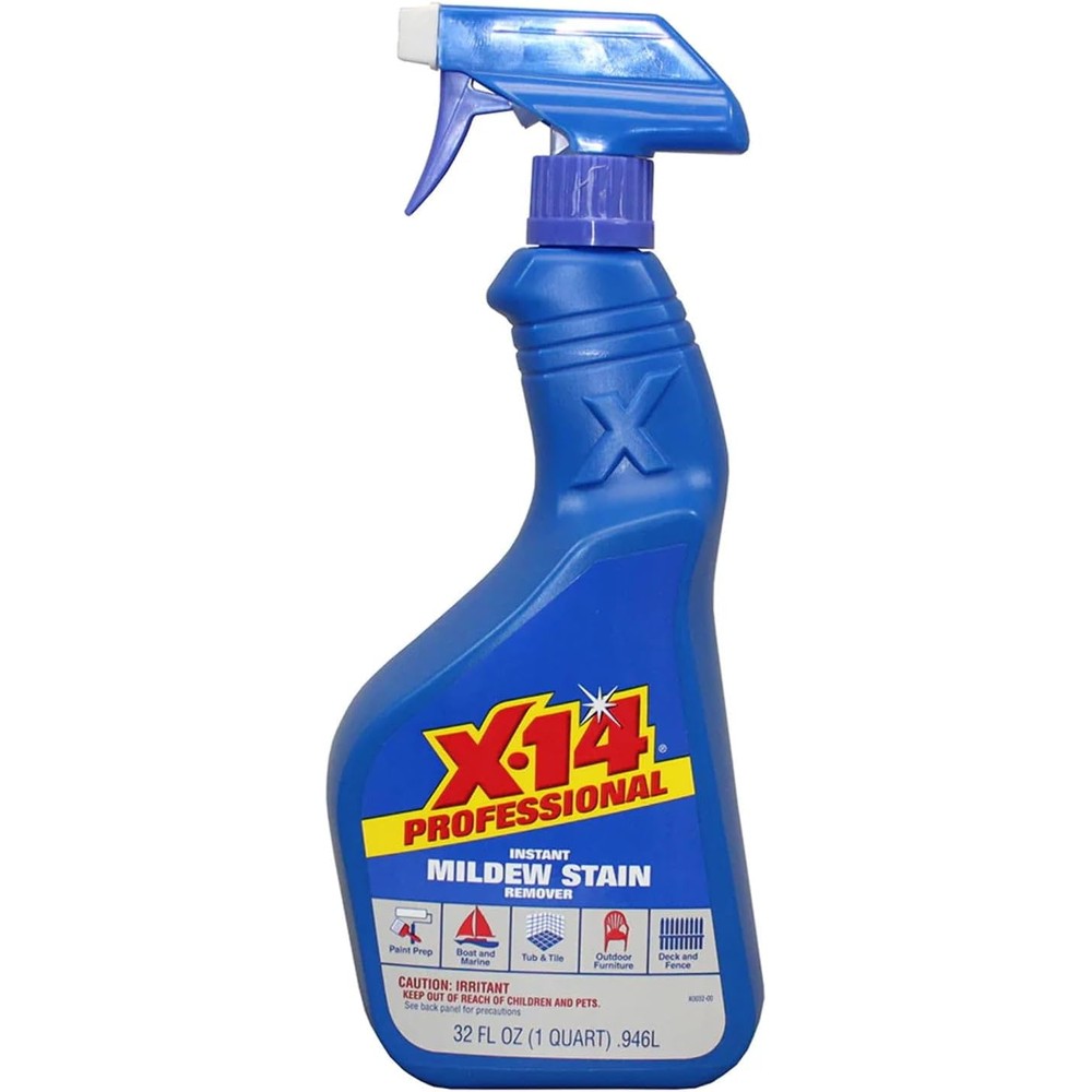 X-14 Professional Instant Mildew Stain Remover 32 fluid ounce bottles front view authentic USA imported cleaning spray.