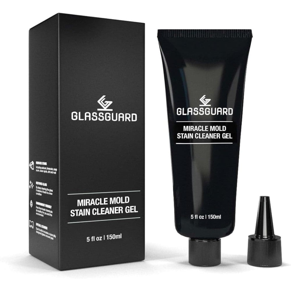 GlassGuard Miracle Mould Stain Cleaner Gel 150ml bottle front view for bathroom grout cleaning.