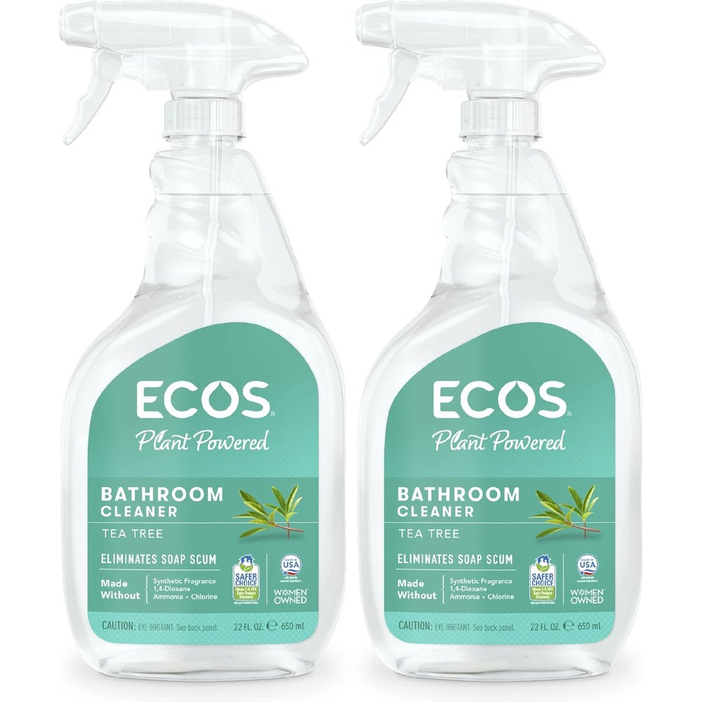 ECOS Earth Friendly Products Shower Cleaner Tea Tree Oil 2 pack front view for daily bathroom cleaning.