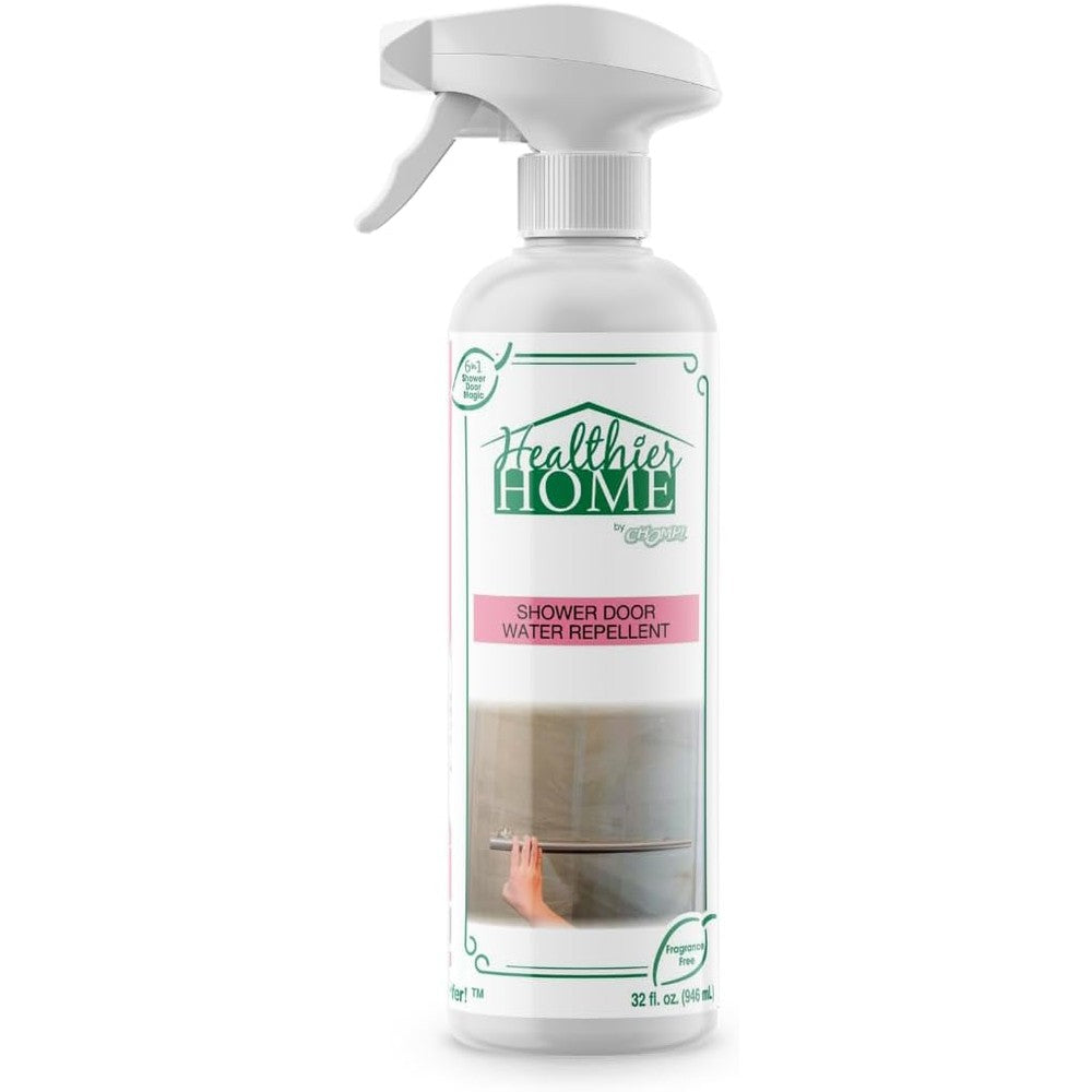CHOMP! Shower Door Water Repellent 32 Ounce bottle front view for hard water stain prevention.