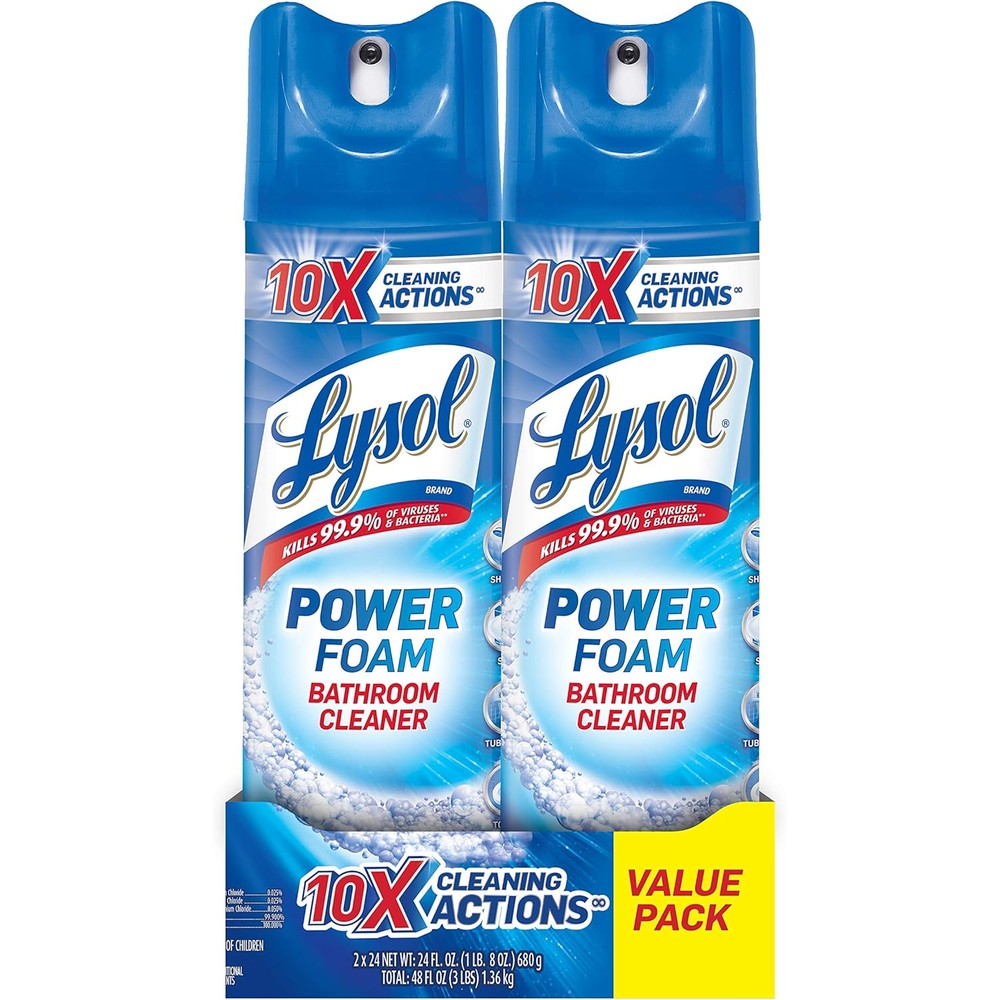 Lysol Bathroom Cleaner Spray Island Breeze 2 pack front view imported disinfectant.