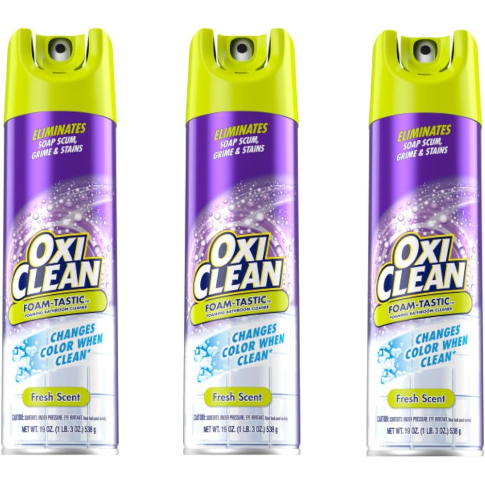 Kaboom Foam-Tastic Bathroom Cleaner 3 pack front view foaming spray can