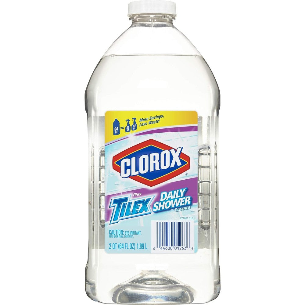 Tilex Daily Shower Cleaner 64 Ounce Refill Bottle front view bathroom cleaning supplies.