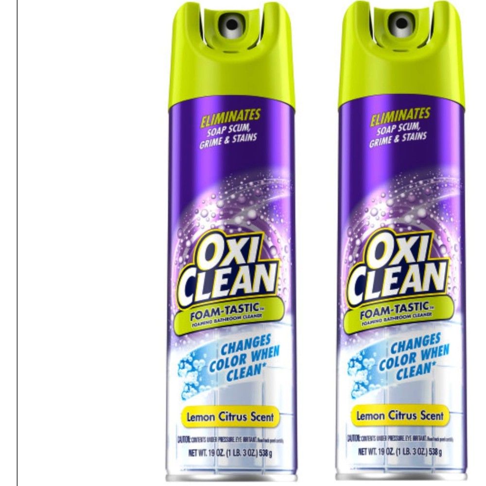 OxiClean Foam-Tastic Bathroom Cleaner two pack front view foaming spray