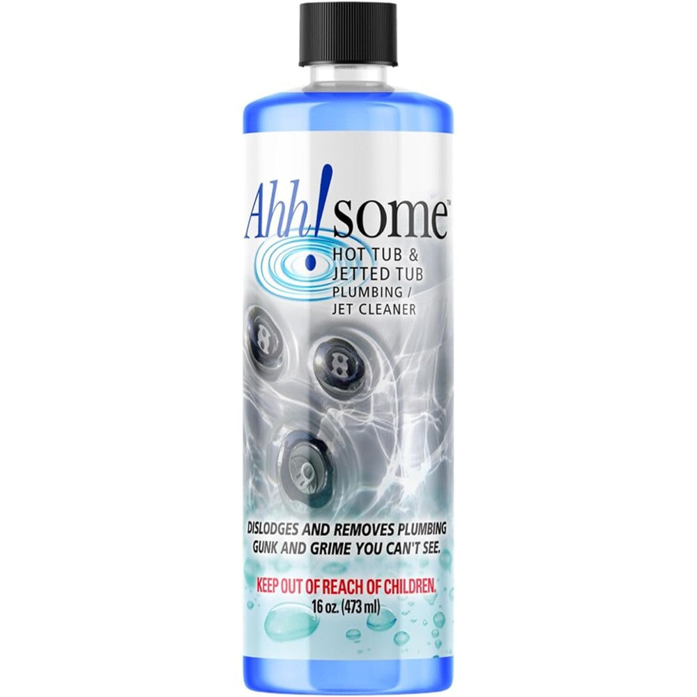 Ahh-Some Jetted Tub and Hot Tub Cleaner front view 16 ounce bottle professional spa plumbing solution.
