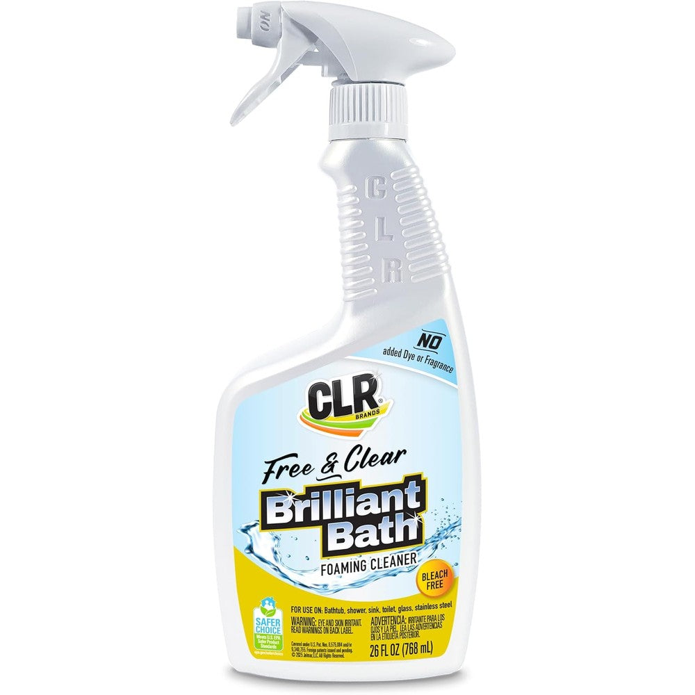 CLR Brands Brilliant Bath Foaming Bathroom Cleaner front view for hard water stain removal.