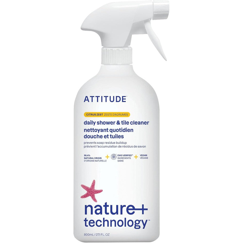 ATTITUDE Shower and Tile Cleaner Citrus Zest front view plant-based bathroom spray