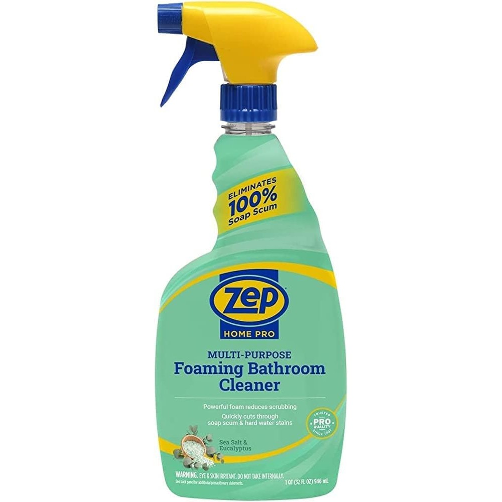 Zep Home Pro Multi Purpose Foaming Bathroom Cleaner front view of 32 fluid ounce spray bottle.
